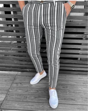 NEUE Herren Casual Hose weiss-hellgrau Gr. M - 224151