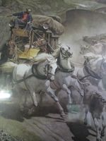 Kunstdruck mit Rahmen, Sujet Postkutsche, Gotthardpass