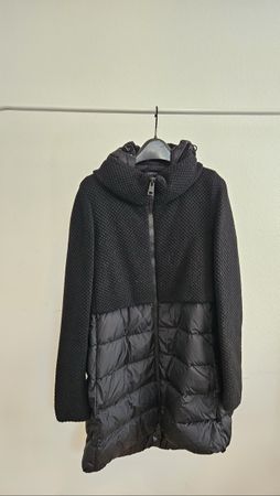 Herno Black Down Padded Wool Blend Coat, Size Small