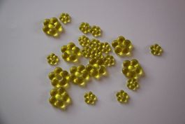Gelbe Glasblumen, 23 Stück, Basteln, Deko