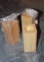Lot de 3 bougeoirs en bois brut - neuf 🍁🍂