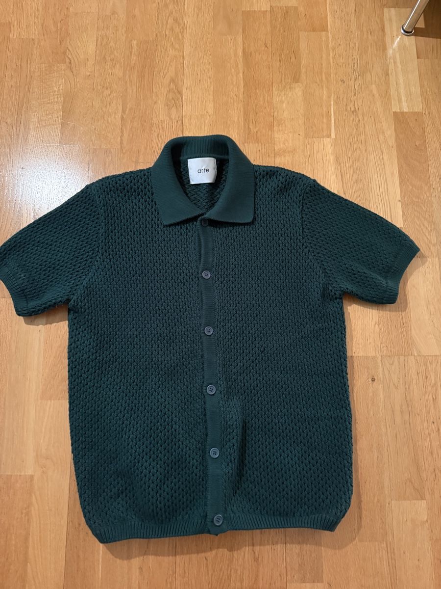 Camicie: Arte Green Knit Button-Down Shirt, Size L  – Usato da Zürich venduto da kuengka