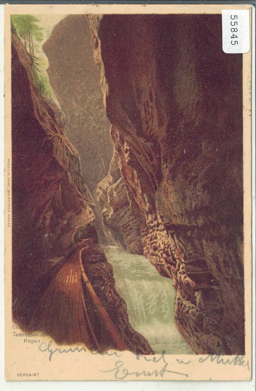 Ansichtskarten: Ende Taminaschlucht - Ragaz - Litho – Gebraucht aus Ettingen von Kartenplanet