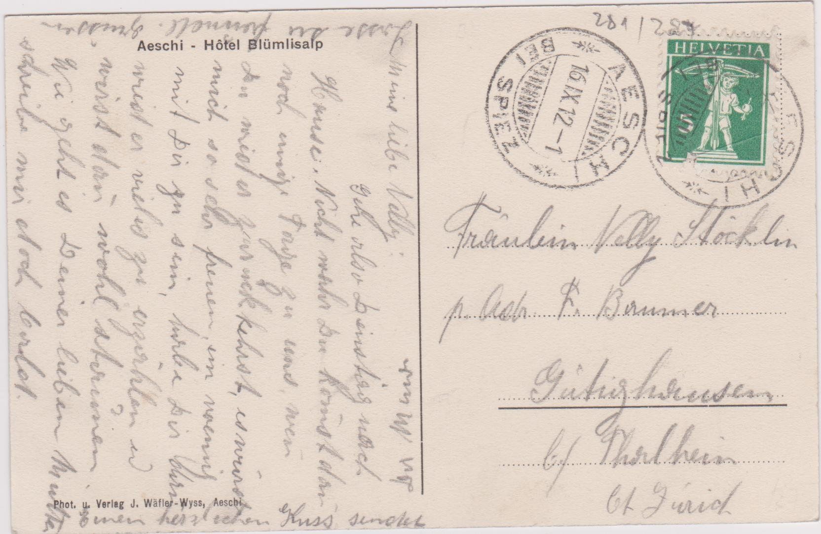 Cartes postales: Aeschi, 1912 – D'occasion à Spiez par Niesen20 1