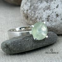 Silberring matt mit Prehnite Grösse 62