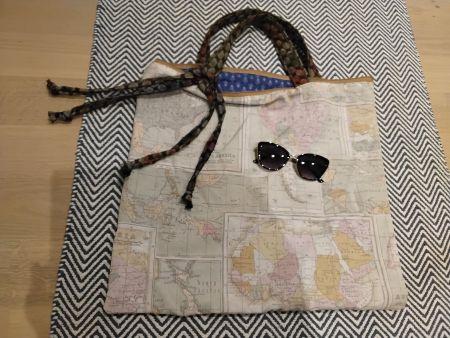 Stofftasche Einkaufstasche mit Reissverschluss Landkarte ...