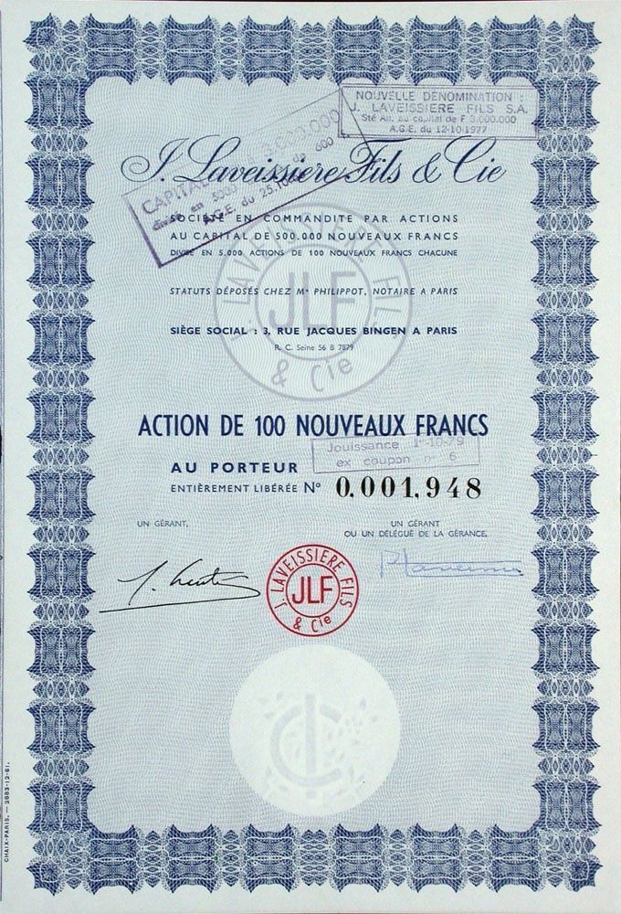 Documenti: J. Laveissière Fils & Cie., Paris – Usato da Solothurn venduto da Sgasche