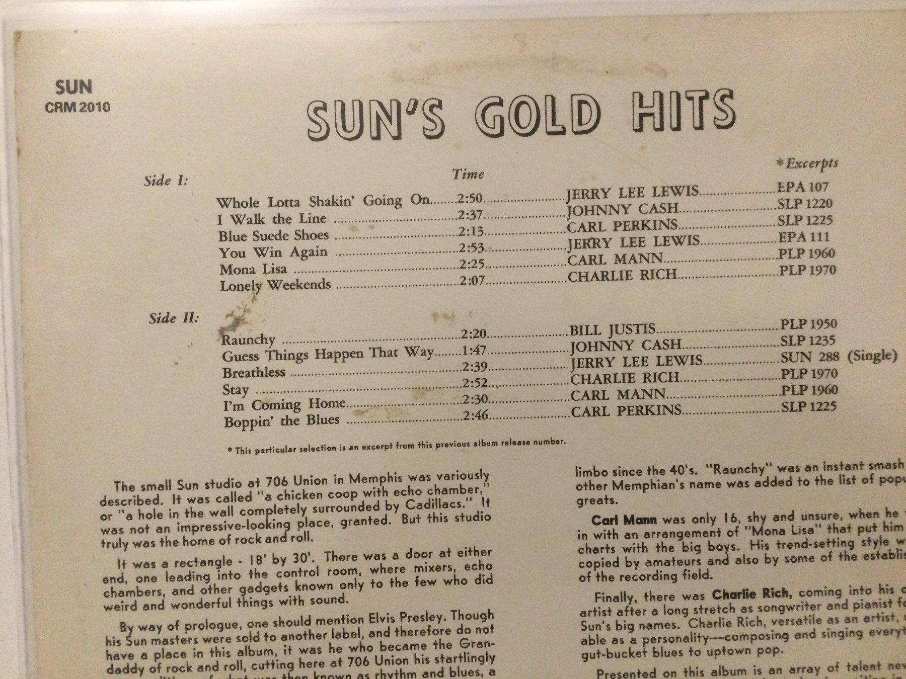 Dischi in vinile: Sun’s Gold Hits LP – Usato da Gutenswil venduto da Hamzian 1