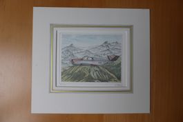 E. Blaser - Litho - HB-ECR Beach 45 Bonanza - E.A. coloriert