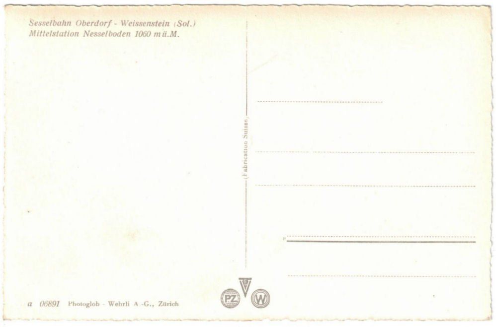 Cartoline postali: Weissenstein -  Sessellift Mittelstation – Usato da Binningen venduto da Mountainrider 1