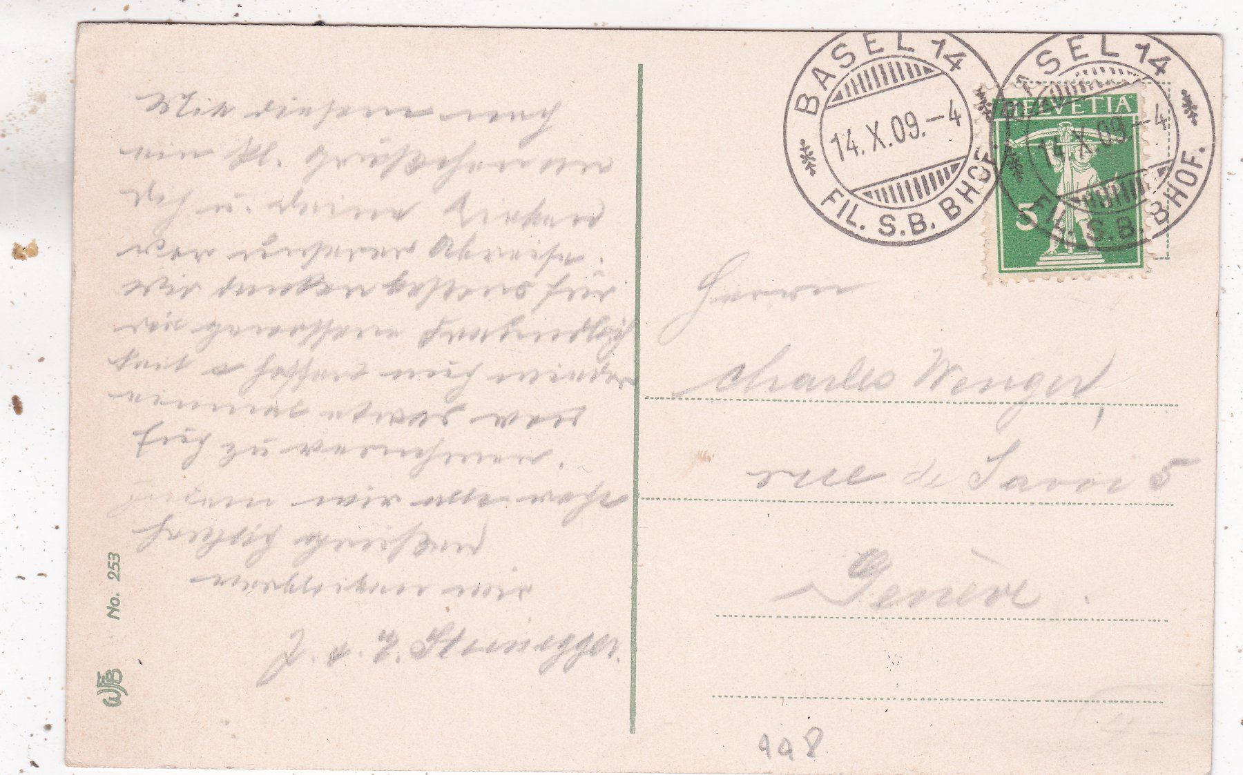 Cartoline postali: Basel Bundesbahnhof 1909 – Usato da Herisau venduto da Lisegrat2008 1