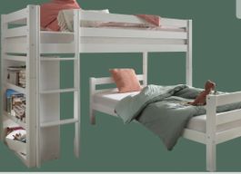 Hochbett mit Regal, weiss, ideales Kinderzimmer-Möbelstück!