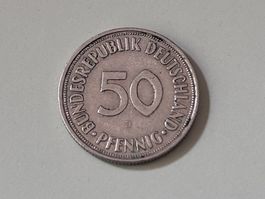 50 Pfennig della Germania Ovest, coniata nel 1950 *J