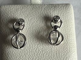 Ohrhänger in 750 Weissgold mit 2 Bri. und 2 Zirkonia