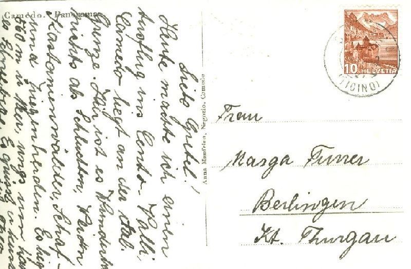 Cartoline postali: Camedo Ticino + 1948 – Usato da Emmenbrücke venduto da teestube 1