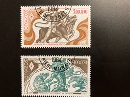 Monaco 1984 Satz Rotes Kreuz Arbeiten des Herkules gestemp.