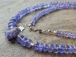 Tansanit Kette 925 Silbe Tansanitkette Schmuck natürlich Roh