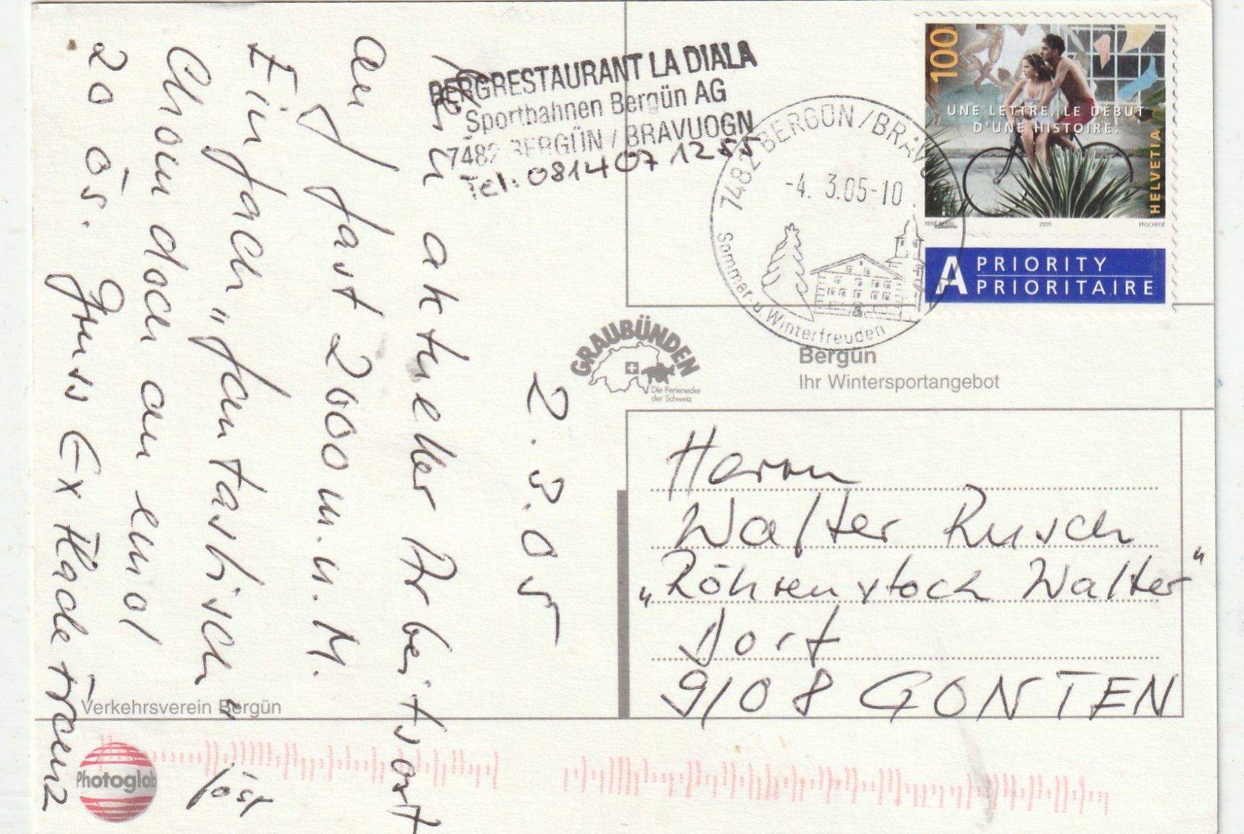 Cartoline postali: Winterlandschaft Bergün – Usato da Lumbrein venduto da made02 1