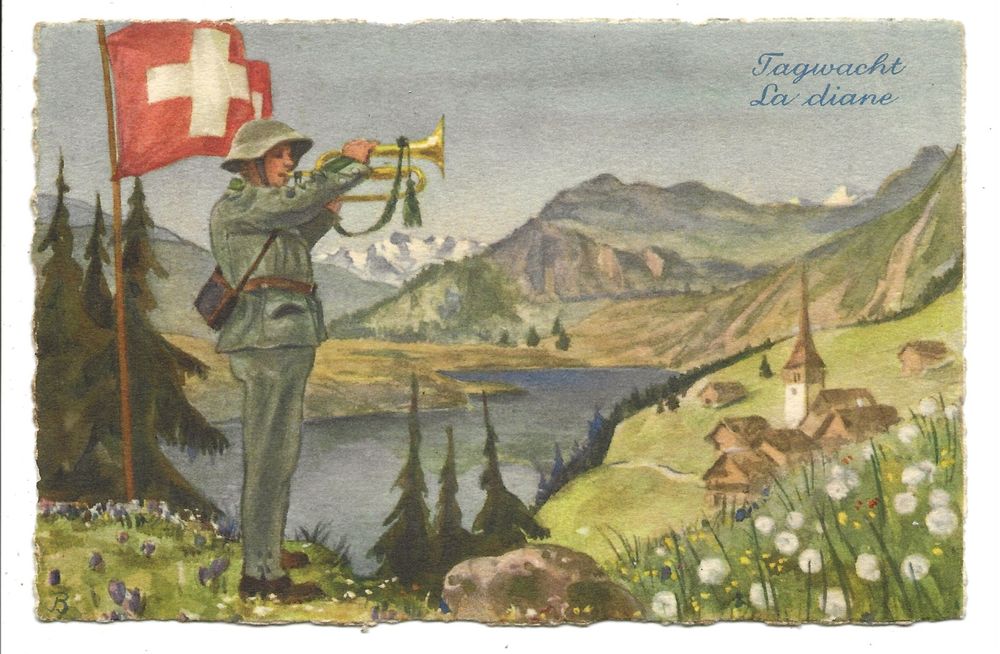 Militär Soldat Trompeter bläst zur Tagwacht um 1940 Kaufen auf