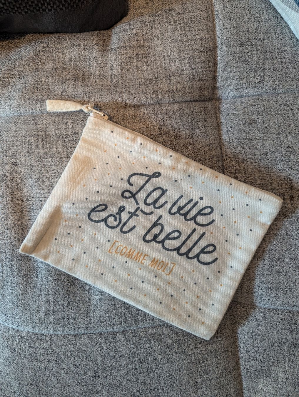Taschen für Damen: Stylish "La vie est belle" Pouch – Neu (gemäss Beschreibung) aus Schlieren von maseam 1