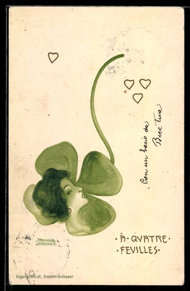 Cartoline postali: Raphael Kirchner: A quatre feuilles, Fra – Usato da Berlin venduto da bartko-reher