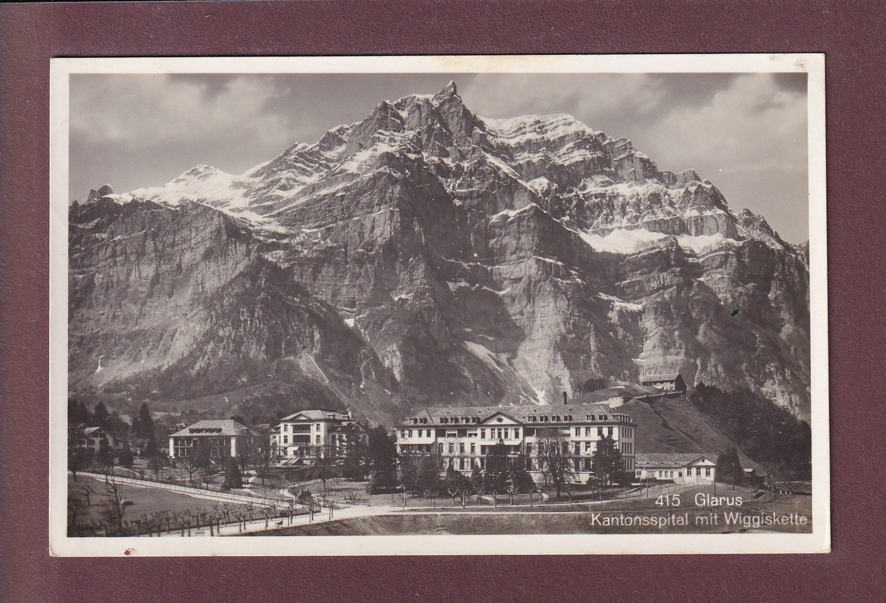 Cartoline postali: GLARUS - Kantonsspital - Wiggiskette - 1940 – Usato da Pully venduto da nicecards