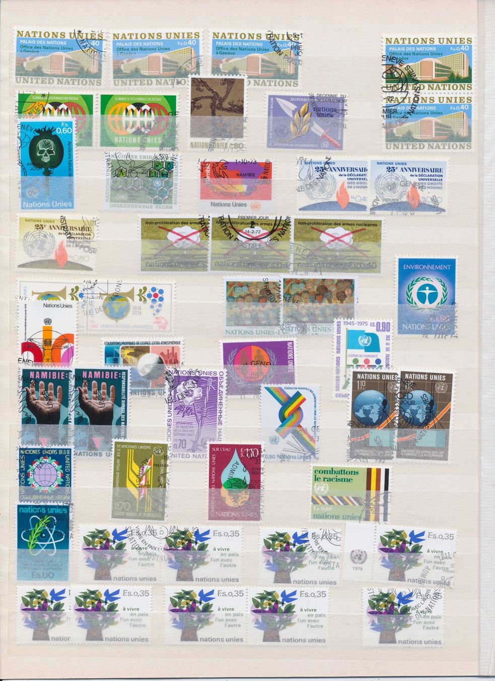 Alle Briefmarken: UNO - Doublettenlot, vorwiegend UNO - Genf – Gebraucht aus Winterthur von Zupogeru 1