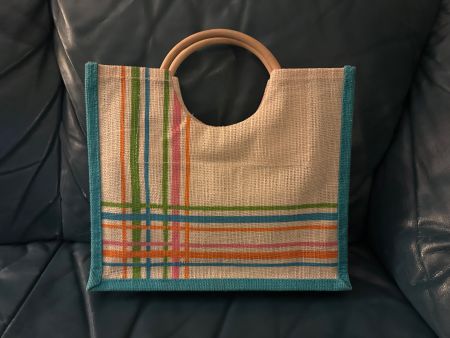 Sommer Tasche, Stofftasche, Handtasche mit Holzgriffen