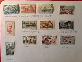 12 Briefmarken Frankreich Kolonie,ca. 1950er Jahre,