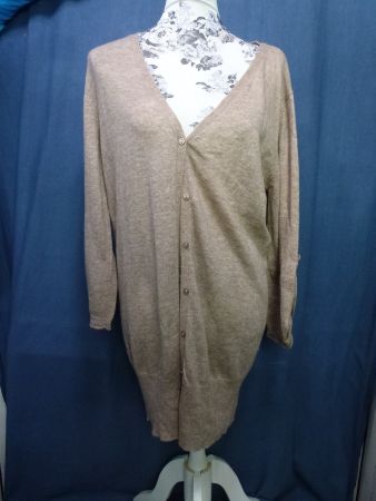 ALPAKA WOLLE MISCHGEWEBE GR L STRICKJACKE BEIGE GEKNÖPFT