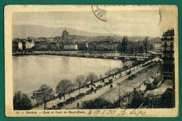 Genève, Quai et Pont du Mont-Blanc,1909, gelaufen
