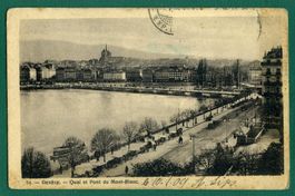 Genève, Quai et Pont du Mont-Blanc, belebt, 1909