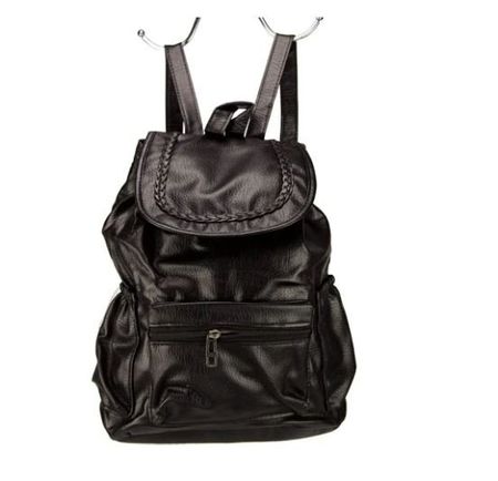 schwarzer weicher Rucksack aus Kunstleder NAGELNEU