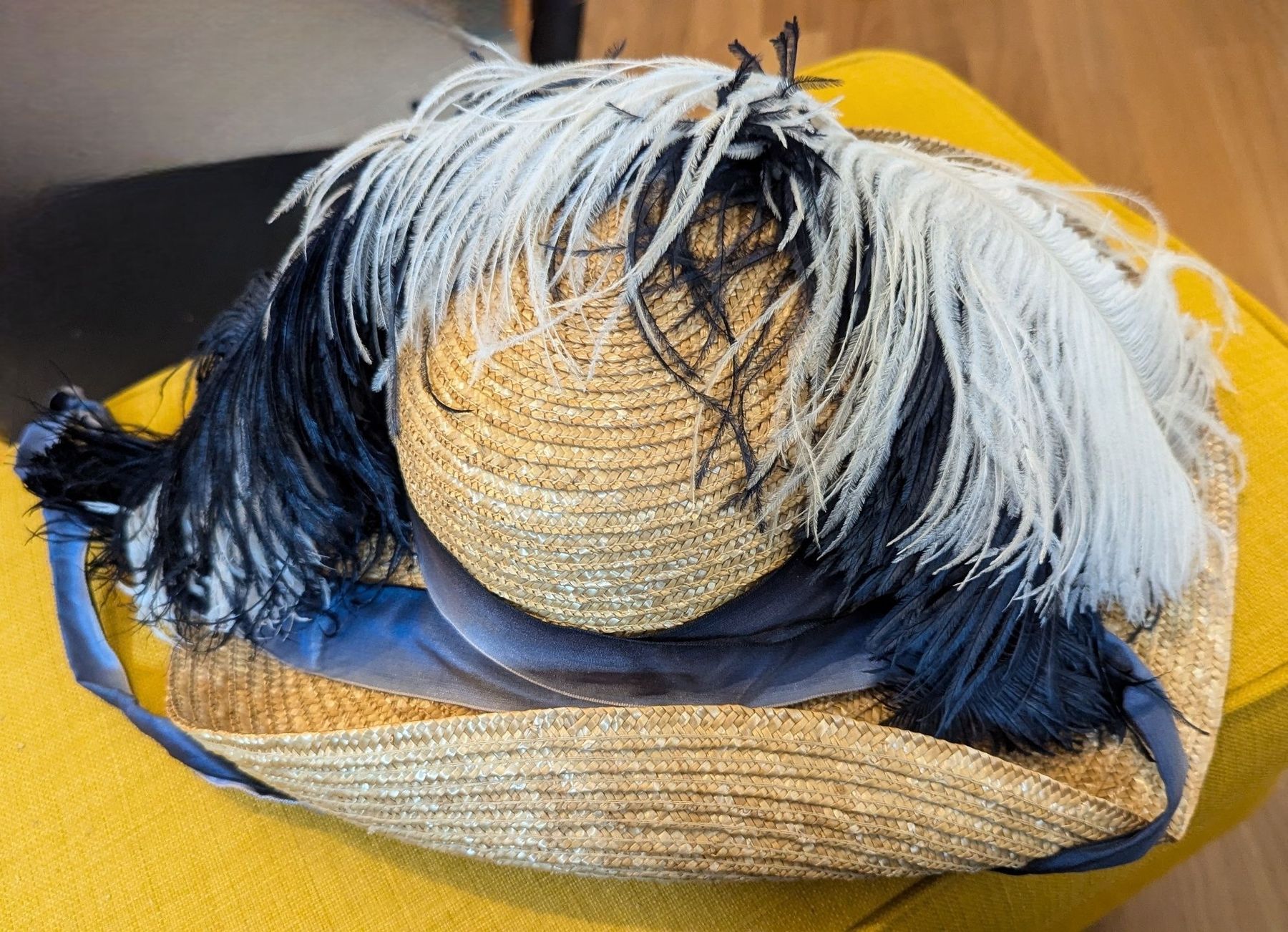 Hüte, Mützen & Caps: Bonnet Schute mit Federn - Brigerton Regency – Gebraucht aus Basel von Efnisien