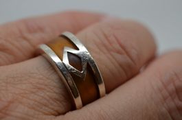 Bague argent 925 avec matière plastique no 52/53 9.5 grammes