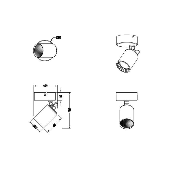 Lampade: 1er Spot, Schwarz, 15 cm x 10 cm – Nuovo (secondo la descrizione) da Kreuzlingen venduto da Smart-Light 3