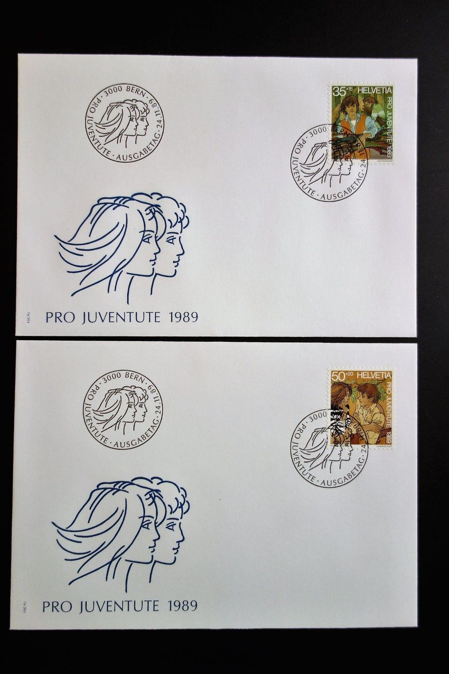 Tutti i francobolli: 1989 4 FDC mit Einzelmarke Jugendliche – Usato da Mettmenstetten venduto da Sutasso