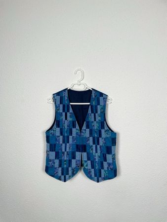 Vintage blue Patchwork Vest