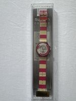 Swatch Chrono Uhr rot beige gestreift in Box