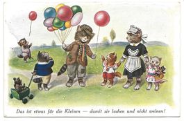 Katzenkarte - Kinder erhalten Ballone  Nurse  Spruch um 1915