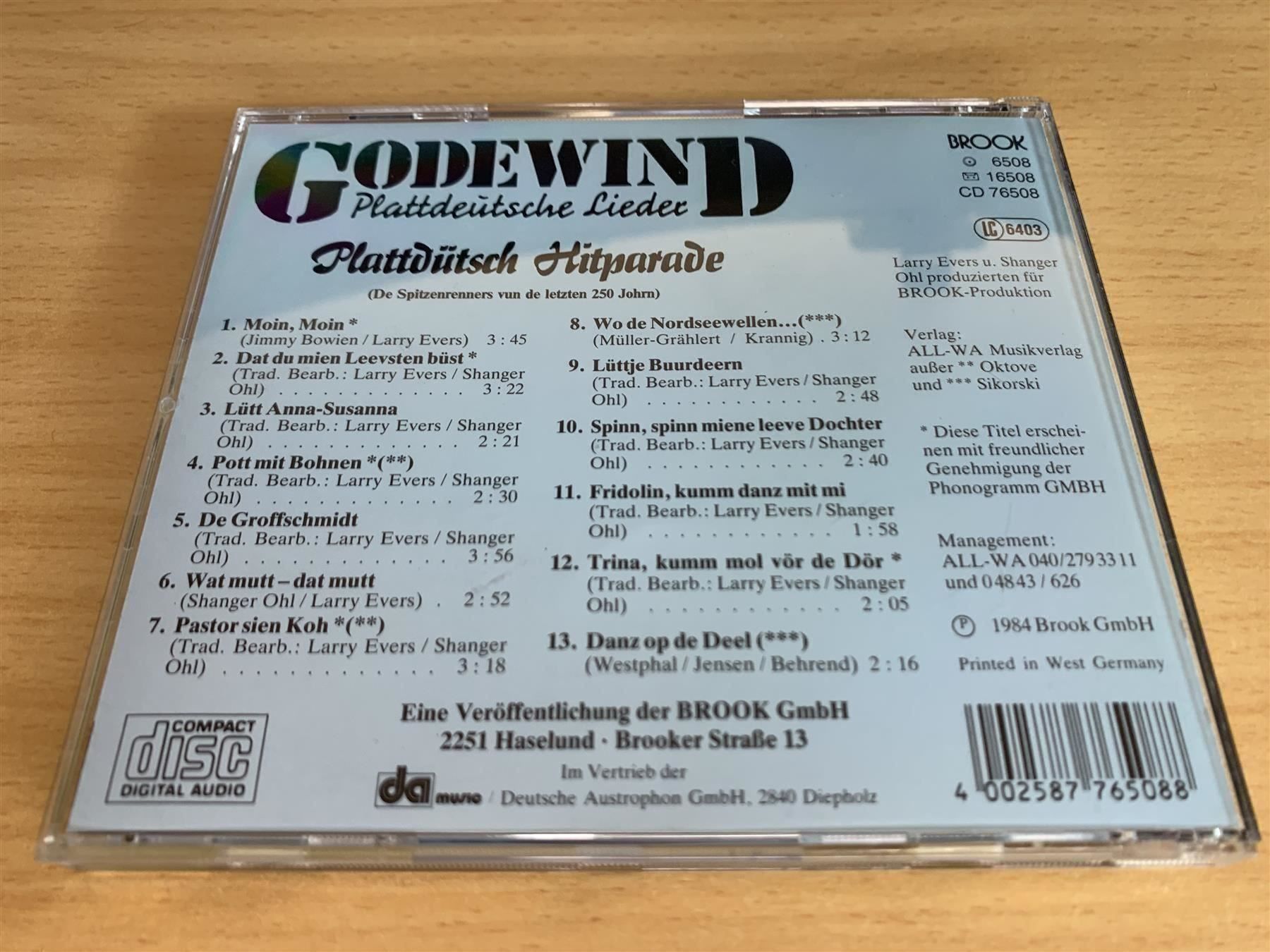 CD: Godewind – Plattdütsch Hitparade – Usato da Rikon im Tösstal venduto da Alpenmutz 1