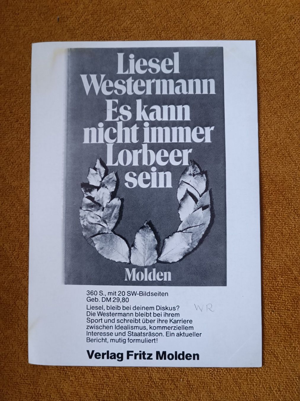 Autografi: Liesel Westermann - Olympia Silber – Usato da Menziken venduto da Autogramme 1