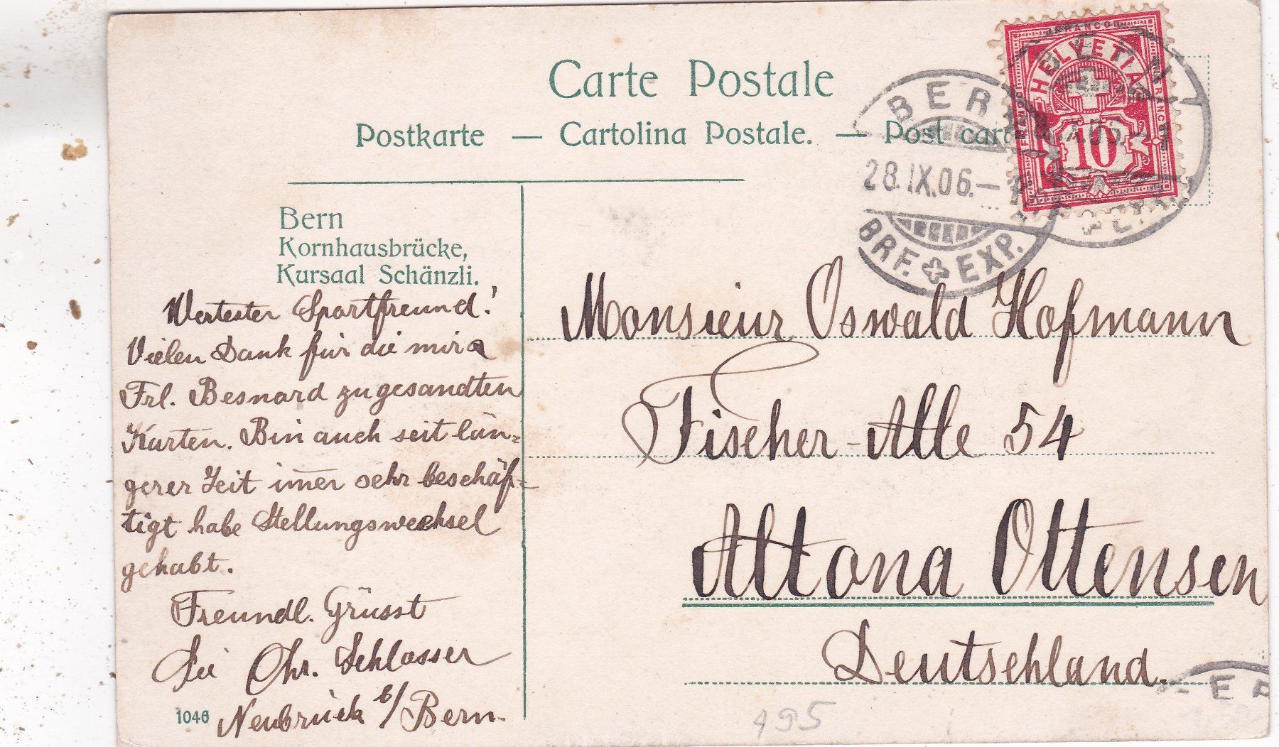 Cartoline postali: Bern 1906 – Usato da Herisau venduto da Lisegrat2008 1