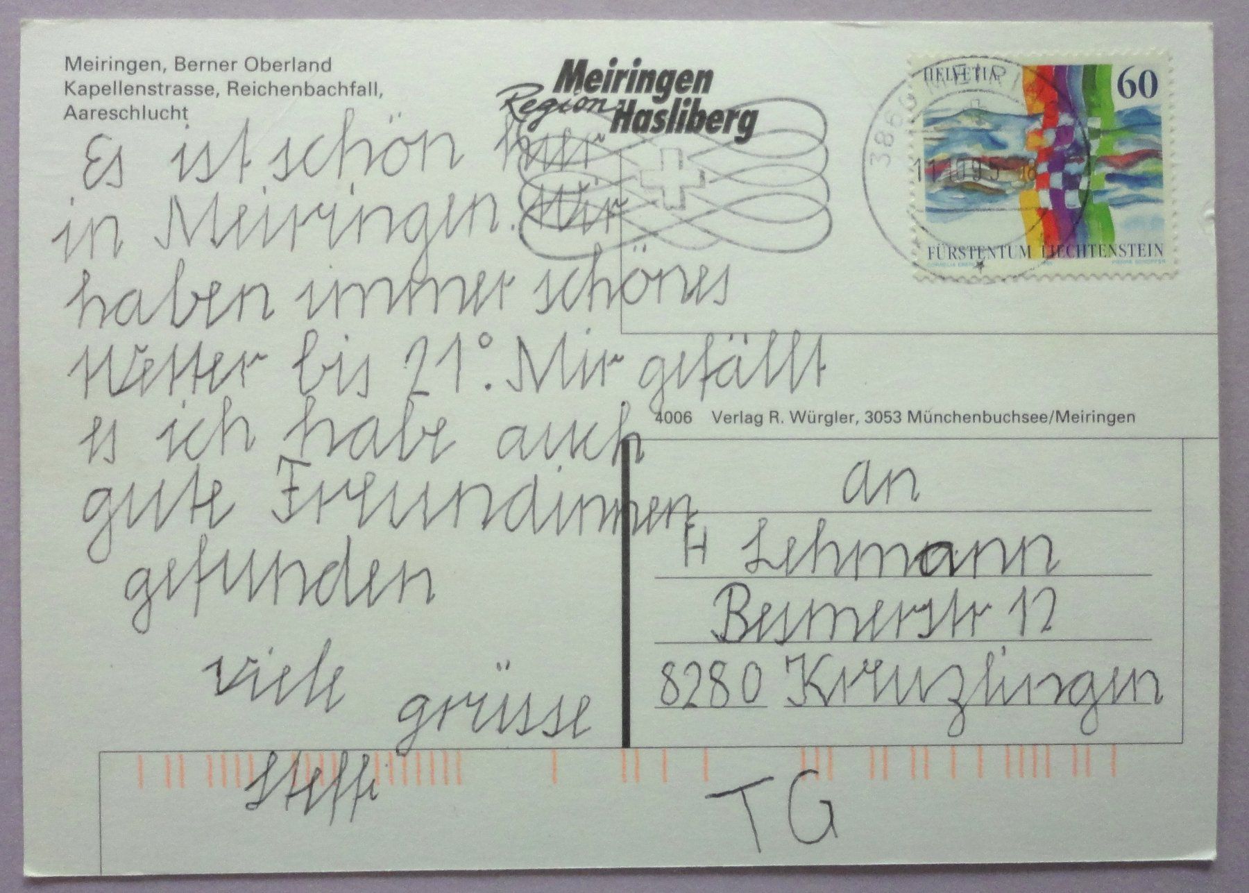 Cartoline postali: Meiringen, B.O. – Usato da Fétigny venduto da Billy2miny 1