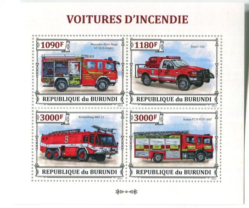Tutti i francobolli: Block "Feuerwehr". Burundi. – Nuovo e nell'imballaggio originale da Basel venduto da Butsch5