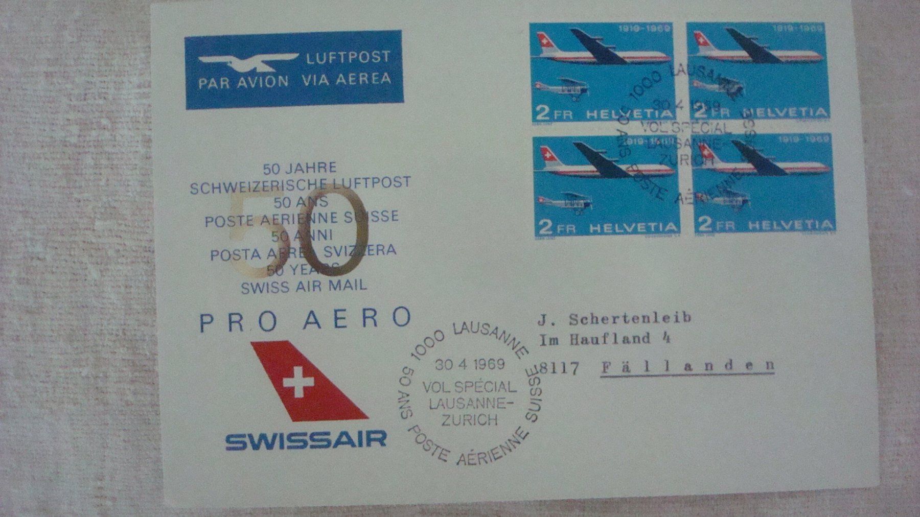Tutti i francobolli: Diverse Briefe mit Flugpostmarken gestempelt 80er Jahre – Usato da Münchenstein venduto da Pesci6 3