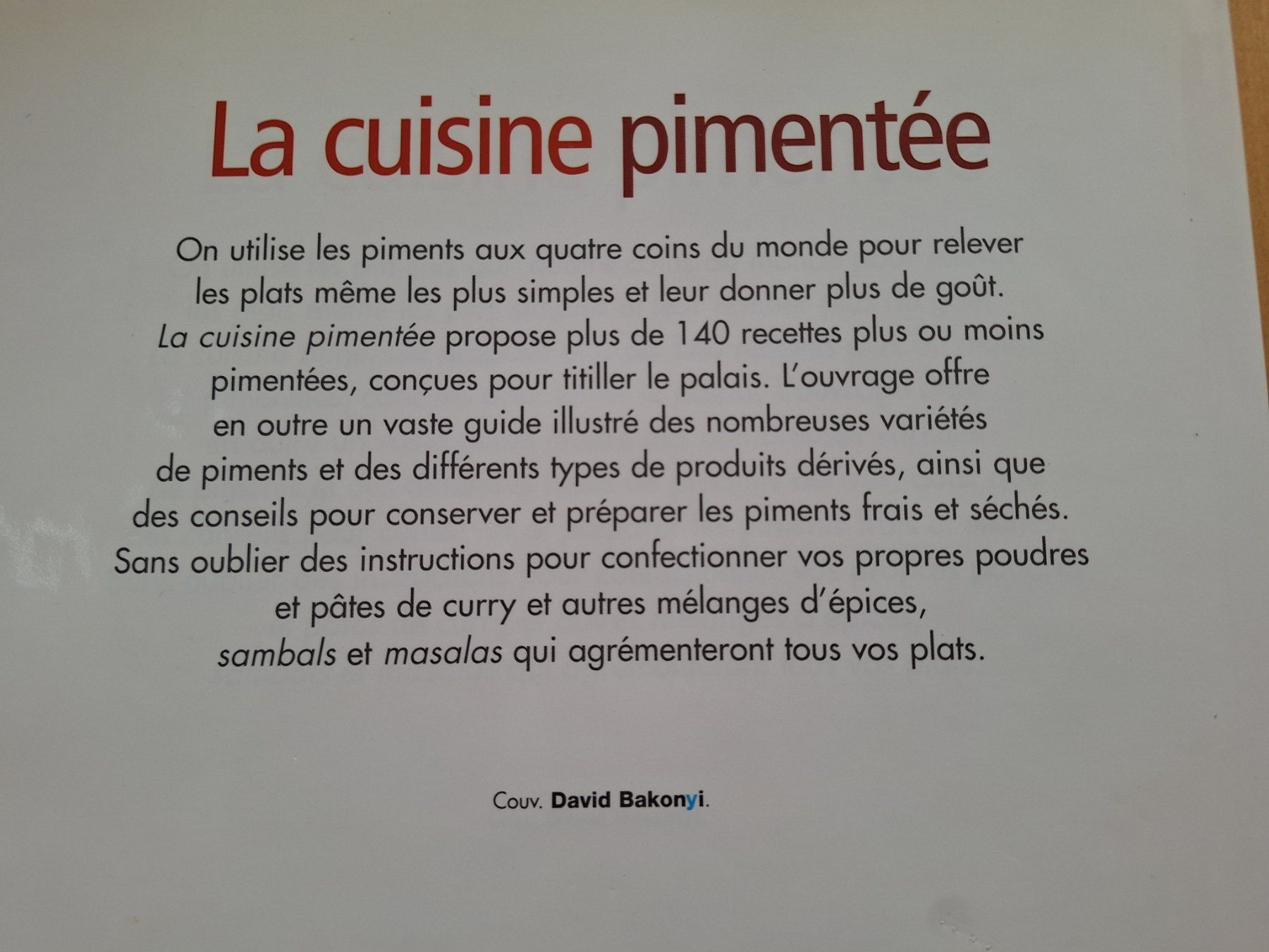 Libri: La Cuisine Pimentée – Usato da préverenges venduto da Gilou27 1