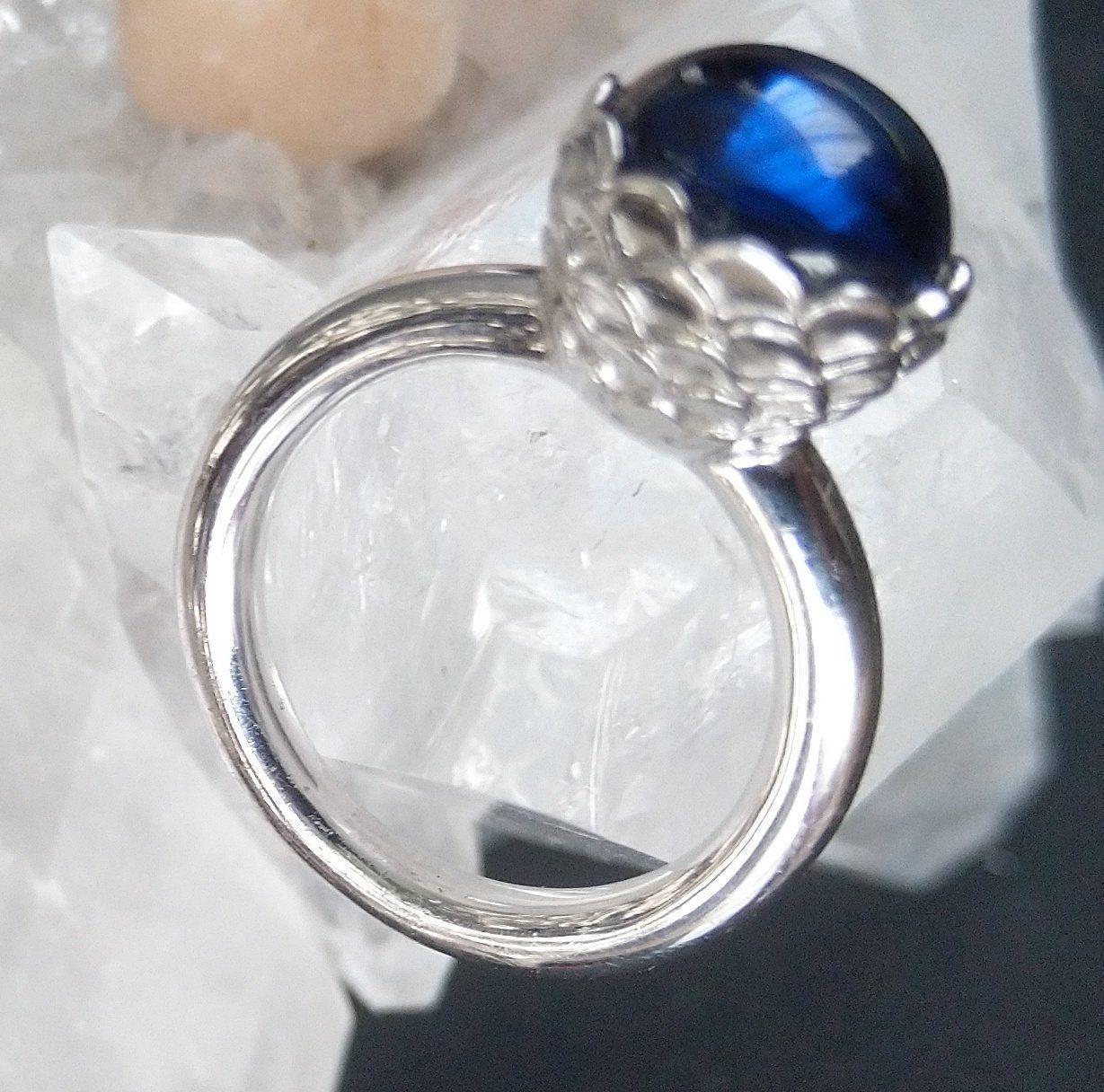Anelli: COCKTAIL RING IN 925 SILBER MIT BLAUEM STEIN – Usato da Romanshorn venduto da Glitzer-Paradies