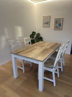 White Dining Table with wood veneer top (160-215x90x75) cm