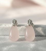 Silber 925 Ohrringe mit Rosenquarz - Neu